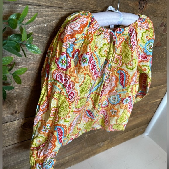 70s inspired girls boho floral paisley peasant blouse size 6 - Picture 6 of 9